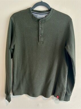 Coleman Olive Waffle Henley Long Sleeve Shirt